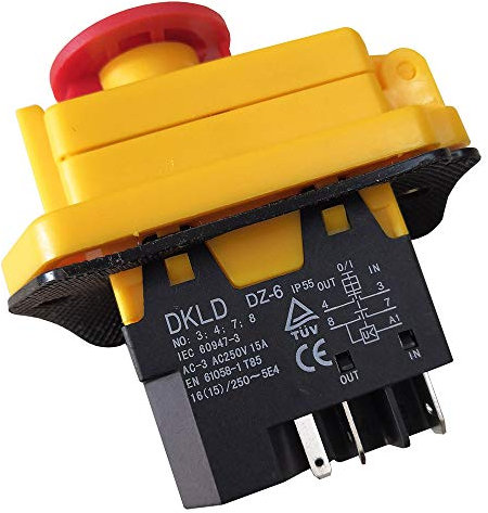 DKLD DZ-6 Électromagnétique Interrupteurs à Poussoir Avec Couvercle D'arrêt D'urgence 5Pin 250V