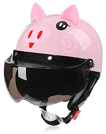 Galatée Fahrrad-Helm Kinder-Jugend-helme, Radhelm Radsport Skateboard Inline-Skate BMX Scooter Ausgestattet Mit Warmem Schal und Gesichtsschutz-Sonnenblende(Ferkel, Alter 5-12 Jahre)