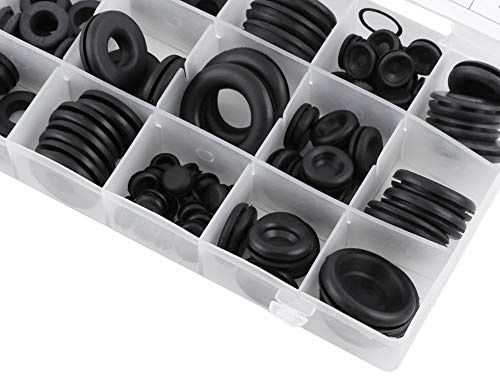 125 pièces 18 tailles œillet en caoutchouc trou de pare feu ensemble de prise de fil électrique Kit d'assortiment de joint de fil électrique pour boîte d'équipement électrique