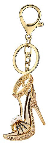 WANLIAN Porte-clés de strass de talons hauts de fleur, porte-clés de sandales étincelantes, pendentif de anneau de Clé, de charme d'alliage de cristal étincelant
