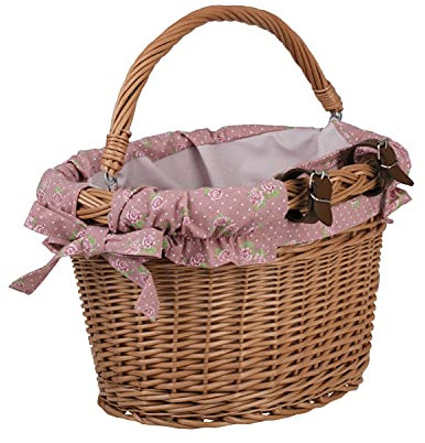 e-wicker24 Alles aus Weide Fahrradkorb vorne Groß Korb geflochten für Fahrrad Gepäckträger Retro Fahrradkorb aus Weide für Lenker Vintage Stil Weidentransporter Einkaufskorb Weide (Pink)