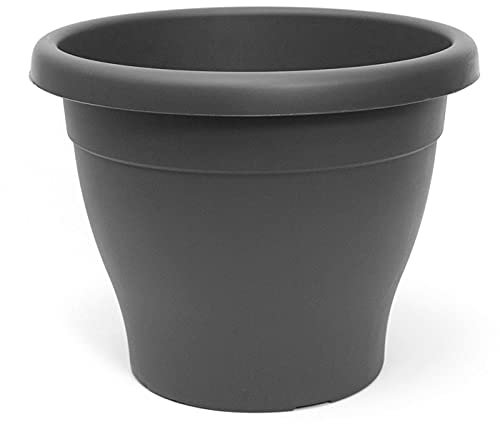 Acan Maceta de plástico Redonda Mediterránea Gris, 60 cm, 80 litros, para Plantas y Flores con Orificios Inferiores. Recipiente, macetero para jardín Exterior, terraza, balcón e Interior del hogar