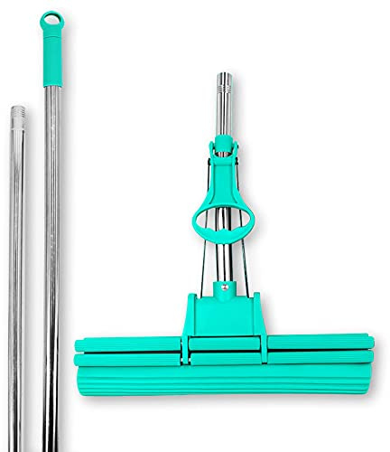 ABACUS Wischmop Extrem Saugstark - Bodenwischer, Green Mop, Wringer Mit 4-Rollen Doppelwringsystem - Bodenreiniger 40 cm (6070)