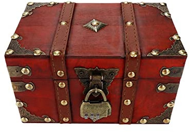 Semetall Aufbewahrungsbox aus Holz, Vintage-Design, dekorative Schatztruhe, mit Kombinations-Vorhängeschlössern
