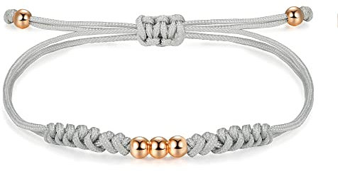 JENDEAR SHINE Geflochtenes Seil Armband für Damen, Handgefertigtes Armband mit Perlen und Knoten, Mädchen Geburtstag Freundschaft Glücksgeschenk Rot Schwarz Schmuck