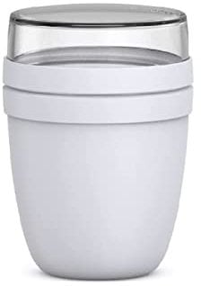 Mepal - Lunchpot Ellipse - Praktischer Joghurtbecher & Müslibecher - Unterteilung für Joghurt & Müsli - Geeignet für Gefrierschrank, Mikrowelle & Spülmaschine - 500 ml + 200 ml - Cool Grey