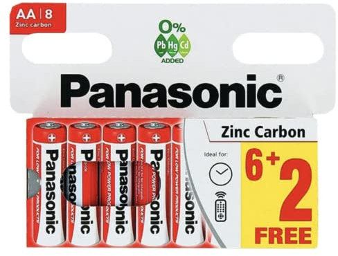 Panasonic Batterie AA zinco-carbone, confezione da 8