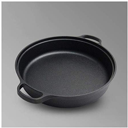 COTBY Frying Pan Cast Iron Round Saucepan Suitable for Pizza Bread and Pancakes Induction Pot 40cm Diameter with Handles Frying Pan