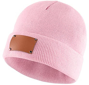 Faletony Personalisierte Strickmütze mit Wunschtext Bestickt Winter Beanie Mütze Elastisch Mütze für Herren Damen alle Jahreszeiten (Hell-Pink)