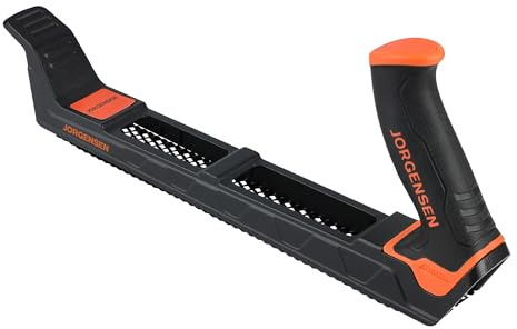 JORGENSEN Wood Plane, Professional Surform Plane, Zinc Alloy Die Casting Body, 65MN Sharp Blade, Wood Shaver Tool for Woodworking Rasp - Ergonomic Soft Grip Handle