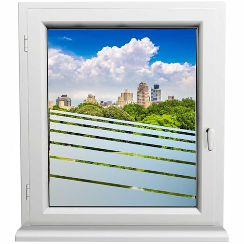 Kiwistar UG Glasdekorfolie - 60 cm lang - Streifen schräg auslaufend Fensterfolie Sichtschutzfolie Milchglas selbstklebend für Bad Dusche Badfenster Blickdicht Büro Terasse Klebefolie