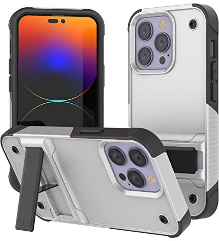 Punkcase Schutzhülle für iPhone 14 Pro [Reliance-Serie] Hybrid-Schutzhülle in Militärqualität mit integriertem Ständer, ultimativer Fallschutz für iPhone 14 Pro (6,1 Zoll) (2022), Weiß-Schwarz