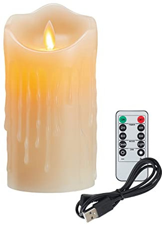 Koelaa Candele Ricaricabili, Candele LED, Candele Senza Fiamma, Candela Tremolante Senza Fiamma con Timer, Luce Candela Ricaricabili USB con Telecomando, Candela per Halloween-7.5 * 10cm