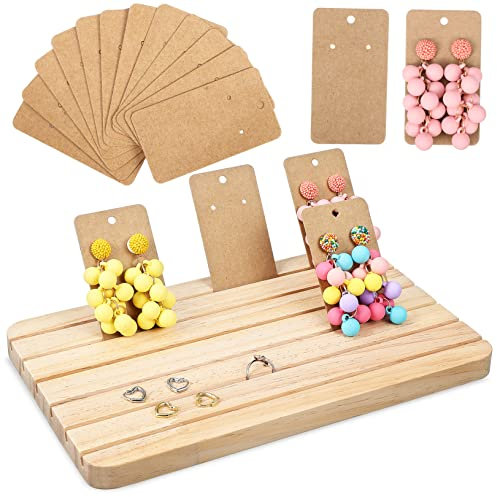 Cabilock Présentoir Porte-bijoux Organisateur Eponge Filet Vaisselle Cartes De Boucles Doreilles à Vendre Organisateur De Boucle Doreille Porte-anneau Collier Carte De Voeux En Bois