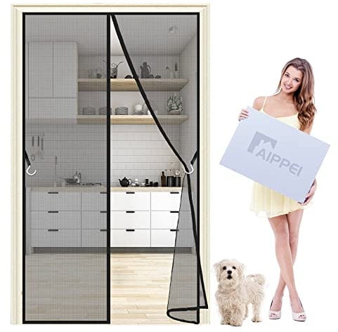 Fliegengitter Tür, 95x220 cm Magnetischer Fliegenvorhang Moskitonetz, Magnetische Adsorption, Faltbar, Auto Schließen, für Türen Patio, Anthrazit P