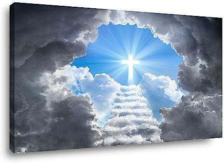 Visario Leinwand Bild Stairway to Heaven Nr 4036 80 x 60 cm Leinwand Bild Wanddeko hochwertig Wohnzimmer Büro Druck