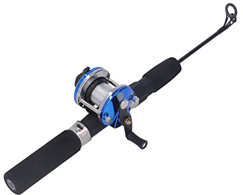 Kit Canna da Pesca sul Ghiaccio in Fibra di Carbonio 50 Cm - Attrezzatura Completa Per L'inverno