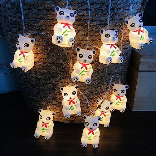 Riaxuebiy Niedliche Panda Lichterketten Panda Nachtlicht 20er LED Panda Lampe für Kinderzimmer Baby Zimmer Party Dekoration (Panda)