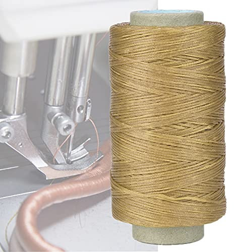 Flacher Wachsfaden für Lederhandwerk, 250 Meter, 150D, Naturfarbe, 1mm Durchmesser, Hochfestes Polyester Künstliche Sehne, Synthetische Sehne, Flaches Nähgarn, Gewachstes Nähgarn