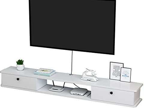 JUNNIU Meuble TV Fixé au Mur Meuble TV Fixé au Mur, Étagère de Composants de Support de Télévision Flottant, Étagère de Décodeur de 39,3/47,2/55,1 Pouces, Étagère de Rangement Multimédia, Facile à