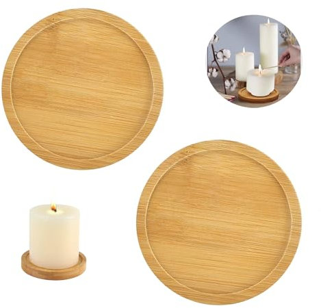 Kerzenteller, 2 Stück Kerzenuntersetzer, Kerzenhalter, Holz Kerzenteller, Kerzen Dekoteller, für Stumpenkerzen,Taufkerzen,Untersetzer Teller,Kerzenhalter, für Taufkerzen Kerzenteller Dekoteller