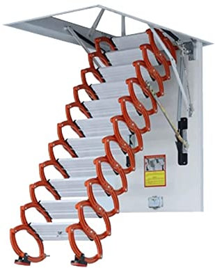 Klappbare Dachbodentreppe Klappleiter für den Außenbereich, herunterziehbare Dachbodentreppe, einziehbare Dachbodenleiter mit Armlehnen, geeignet für Dachgeschoss-Dachunternehmen Dachbodenleiter