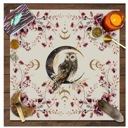 Wisafory Altartuch Tarotkarten Tischdecke Mond Phases Blumen Altardecke Spirituell Altar Tarot Tuch Hexerei Astrologie Tischtuch Quadratisch Wandteppich Himmlisches Decktuch Stil 11 75x75cm