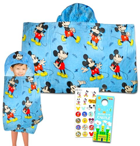 Disney Mickey Mouse Kinderdecke mit Kapuze – tragbare Plüschdecke für Reisen, Übernachtungen, Flugzeug, Auto, Autoreisen, 127,7 x 76,2 cm