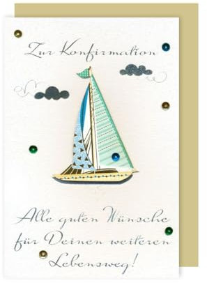 Konfirmation Karte Grußkarte Segelboot Lebensweg16x11cm