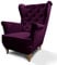 BEAUTY SOFA - Falco Ohrensessel - Sessel - Fernsehsessel - Sessel Wohnzimmer - Relaxsessel - Stillsessel - Sessel mit Velours Stoff - Holzbeine - Vintage - Lila + Buche Helles Holz