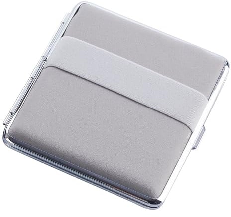 Champ ZIGARETTENETUI mit Gummiband für 20 Zigaretten aus Metall Samtoptik Zigarettenbox Zigarettendose Etui Dose Box Case 4-Varianten 55 (Grau)