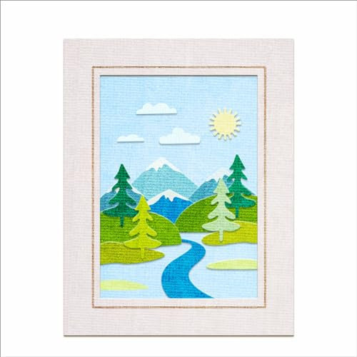 XMZZMX Metall-Stanzformen für Landschaftsmalerei, Fotorahmen, Kartenherstellung, Papierpräge-Stanzschablonen-Set, Vorlagen, Aufbewahrungstaschen, Zubehör, Fotorahmen, Album, DIY, Scrapbooking,