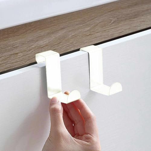 CHEFZOCO Gancho para puerta de armario de diseño Z, Perchero para puerta de armario, Colgador para puerta, Ganchos para puerta de armario, Gancho Puerta, Acero inoxidable, Blanco, 2 Unidades