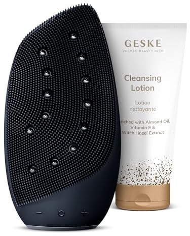 GESKE Sonic Thermo Facial Brush & Face-Lifter + Cleansing Lotion | SmartAppGuided™ | 8 in 1 + GESKE Cleansing Lotion | Set mit passender Kosmetik-Zugabe | Beauty-Bundle