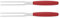 Giesser Messer - Made in Germany - Wurstgabel, Klinge 13 cm, rutschfest, Fleischgabel spülmaschinenfest, rostfrei, stabil, perfekt zum servieren (Rot - 2er Set)