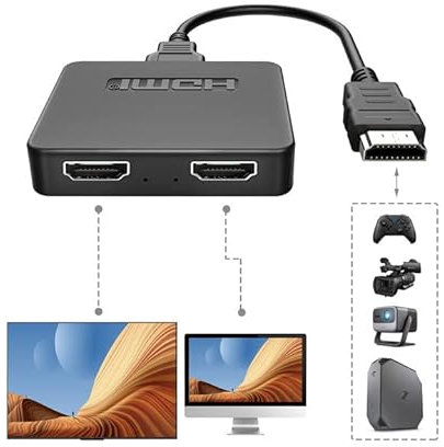 NEWCARE HDMI Kabel Splitter 1 In 2 Out für Zwei Monitore Gleichzeitig - Verteiler für Xbox, Fire Stick, Roku