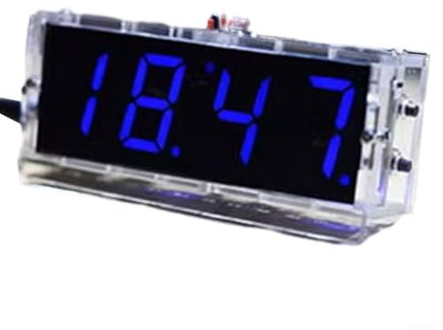 DystopiaWorld Nixie Tube Clock Kit, DIY Digital LED Clock, Transparent Shell, Temperature & Time Function (Blau)