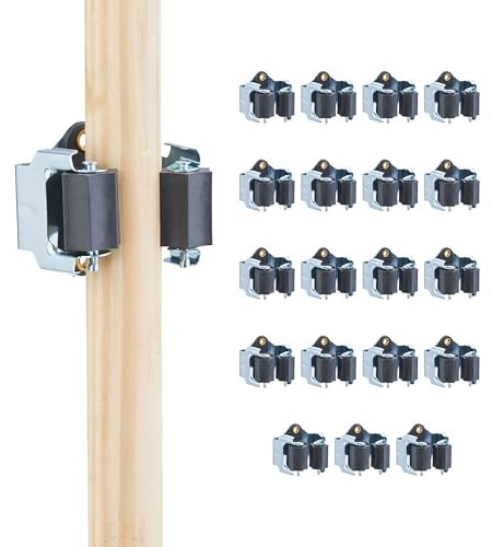 Relaxdays Ganci Porta Attrezzi da Giardino, Set 20 Appendi Portascope e Utensili Casa, Ferro e Poliresina, Nero Argento, HLP: 5 x 5 x 4,5 cm