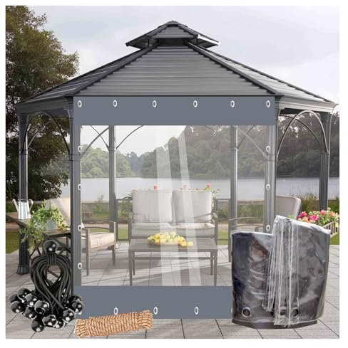 VXHCS Plastic Waterproof Tarpaulin Vinyl Clear Tarpaulin Curtains 450g/㎡ Plastic Tarpaulin Side Panels Insulated Door Curtain Garage Door Curtain(6x2.7m)