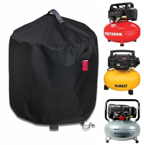 Air Compressor Black Waterproof Cover, Durable 600D Heavy Duty Air Compressors Cover with Handle, Fit for CRAFTSMAN, PORTER-CABLE, DEWALT 6 Gallon Portable Pancake Oil-Free Air Compressor 19D x 18H