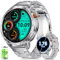 ESFOE Men's Smart Watch with LED Torch (730 mAh Akku), 1.85 Inch HD Screen Smart Watch with Bluetooth Calls, IP68 Waterproof Smartwatch with 24/7 Heart Rate SpO2 for Android iOS, Silver