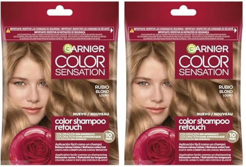 Garnier Color Shampoo Retouch Coloration Permanente blond - 100% Couverture Cheveux Blancs - Dure Jusqu'à 4 Semaines