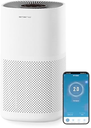 EMERIO Luftreiniger mit HEPA 13 Filter (99,97% Filterleistung) gegen Schimmel, Staub, Pollen & Gerüche | WLAN: SMART LIFE APP | Ionic Funktion & Timer | geeignet für Räume bis zu 45m² | AP-132325