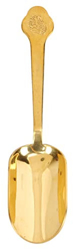 Respicefinem Tea Caddy Handle Tea Caddy Spoon 16×4×2 Brass Tea Spoons Handle Thicken Pattern Gold Colored Brass Spoon for Home Cafe Travelling