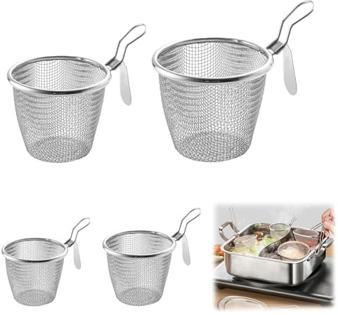 Generico Cestello per Pasta Separati in Acciaio Inox, Scolapasta in Acciaio Inox con Manico, Cestello per Pasta in Rete con Manico per Appendere Perfetto per Cucina E Ristorante