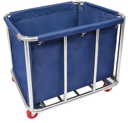 300L Metallrahmen Wäschewagen Groß Kommerziell Edelstahl Wäschewagen mit Rollen Wäschesortierwagen Kommerzieller Wäschesortier 50~60kg Tragkraft für Home Hotel Wäschekammer