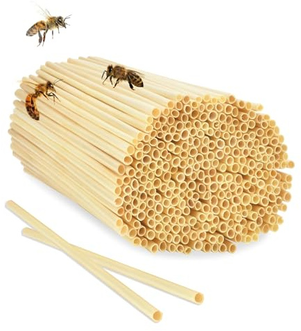 YUZHEDM Nisthülsen für Wildbienen, Insektenhotel Füllmaterial, Wildbienen Nisthilfe, Insektenhotel Bausatz, Füllmaterial, Bienenhotel (Gelb, 20cm/300 Stück)