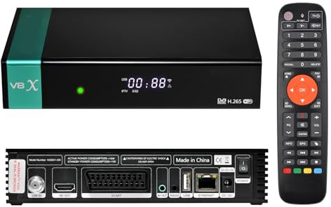 G Media V8X FTA - Receptor de satélite digital, 1080P HD DVB-S/S2/S2X libre para aire, decodificador de TV WiFi 2.4G integrado compatible con Intelsat 901 a canal BBC de 27.5°W