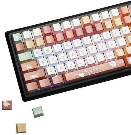 YMDK 137 Key March of The Poppy Theme Keycaps Sidelit Shine Through Cherry Profile PBT Dye Sub Keycap for 61/68/75/87/96/104/108 MX Mechanical Keyboard