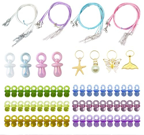 THXFUNAREA 90er Jahre Accessoires Schnullerkette 90er Schnuller Halskette Tattoo Choker Tattoo Kette 90er Wachseil Dekoschnuller Perlenkette Schnuller Plastik für 80 90er Mottoparty